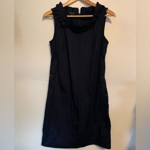 Talbots Black Sleeveless Sheath Dress Ruffle Neckline Women’s Size 6